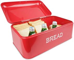 img 1 attached to Hosen Bread Box: Vintage Red Kitchen Food Storage Container for Bread, Cakes, and Waffles