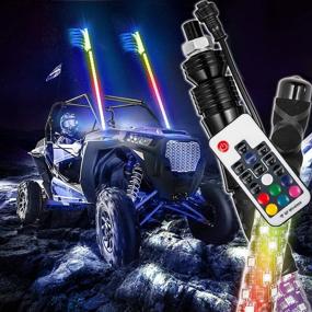 img 4 attached to Bestauto 2PC 3FT 360° Spiral LED Whip Lights - RGB Color Lighted Whips with Dancing/Chasing Light - Weatherproof, RF Wireless Remote - Ideal for Sand Dune UTV ATV RZR Off-Road Trucks Jeep 4X4