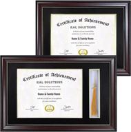 diploma frame with tassel holder and certificate, document, degree frame combo (2 in 1); diploma frames 8.5x11 with double mat (black over gold) and real glass логотип