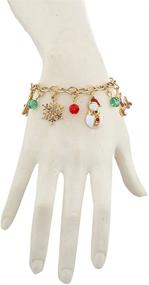 img 2 attached to 🎄 Sparkling Holiday Charm: Lux Accessories Christmas Snowflake Snowman Reindeer Beaded Bracelet