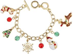 img 3 attached to 🎄 Sparkling Holiday Charm: Lux Accessories Christmas Snowflake Snowman Reindeer Beaded Bracelet
