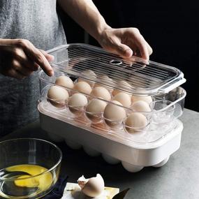 img 4 attached to Blitzlabs Stackable Egg Storage Box with Lid - Fridge Egg Holder Organizer for Maximum Convenience [Set of 2]