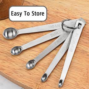 img 1 attached to 🥄 Heavy Duty Stainless Steel Measuring Spoons Set for Cooking and Baking, Mini Spoon for Dry or Liquid Ingredients, Tablespoon Fits in Spice Jar, Set of 5