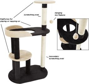 img 2 attached to Black 3-Tier Cat Tower with 2 Napping Perches, 2 Sisal Rope Scratching Posts, Peek Hole, and Hanging Toy – Indoor Cat Tree by PETMAKER