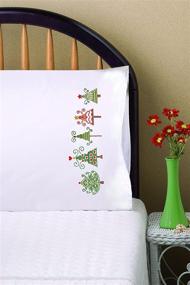 img 1 attached to 🎄 Tobin Stamped Pillowcases with Christmas Trees, 20" x 30" Embroidery Kit in Multicolor