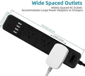 img 3 attached to ⚡️ 6.6 Ft 2 Prong Surge Protector Power Strip with 3-Outlet Adapter, 4 USB Ports for Home Office - Extension Cord Included