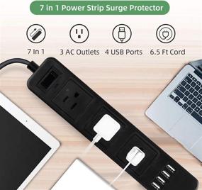 img 1 attached to ⚡️ 6.6 Ft 2 Prong Surge Protector Power Strip with 3-Outlet Adapter, 4 USB Ports for Home Office - Extension Cord Included