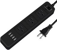 ⚡️ 6.6 ft 2 prong surge protector power strip with 3-outlet adapter, 4 usb ports for home office - extension cord included logo