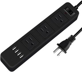 img 4 attached to ⚡️ 6.6 Ft 2 Prong Surge Protector Power Strip with 3-Outlet Adapter, 4 USB Ports for Home Office - Extension Cord Included