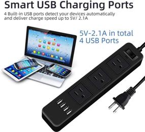 img 2 attached to ⚡️ 6.6 Ft 2 Prong Surge Protector Power Strip with 3-Outlet Adapter, 4 USB Ports for Home Office - Extension Cord Included