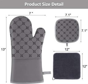 img 2 attached to 🧤 TAOSANHU Oven Mitts and Pot Holders Sets: Heat Resistant 500 Degrees Gloves with Kitchen Towels & Hot Pot Holders - Non-Slip Surface