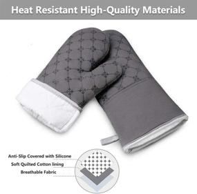 img 3 attached to 🧤 TAOSANHU Oven Mitts and Pot Holders Sets: Heat Resistant 500 Degrees Gloves with Kitchen Towels & Hot Pot Holders - Non-Slip Surface