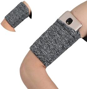 img 4 attached to 🏃 Variegated Grey Running Arm Band for Keys Cellphone - Ultimate Exercise WristBand Sleeve with Arm Strap Holder for Women and Men