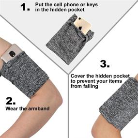 img 1 attached to 🏃 Variegated Grey Running Arm Band for Keys Cellphone - Ultimate Exercise WristBand Sleeve with Arm Strap Holder for Women and Men