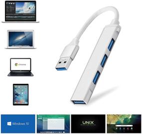 img 2 attached to 🔌 FACATH USB 3.0 Hub Extensions: 4-Port Aluminum USB Hub for Data Transfer to Laptop, PC, Mac, Flash Drives, HDD, SSD, Keyboard