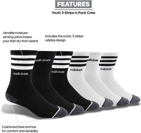 img 3 attached to 🧦 adidas Youth Kids-Boy's/Girl's 3-Stripes Crew Socks - Pack of 6