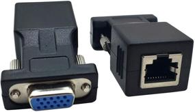 img 4 attached to 🔌 Адаптер Haokiang VGA Extender через Ethernet (2 шт.) для VGA 15 Pin Female к CAT5 CAT6 RJ45 Female Network Cable Extension (VGA FM)