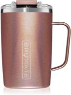 ☕ brümate toddy - glitter rose gold 100% leak proof insulated coffee mug with handle & lid - stainless steel travel mug - double walled coffee cup логотип