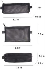img 3 attached to Multifunctional 3PCS Mesh Pen Bag Pencil Case Makeup Tool Storage Pouch Purse