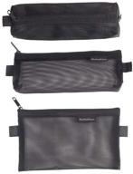 multifunctional 3pcs mesh pen bag pencil case makeup tool storage pouch purse logo