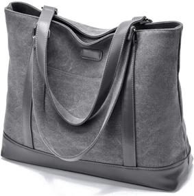 img 4 attached to 👜 Canvas Laptop Tote Bag with 15.6 Inch Computer Compartment Pockets for Women - Ideal Work Companion