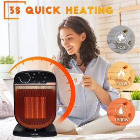 img 2 attached to Indoor Space Heater - tectake 1500W Fast Heating Portable Ceramic Heater with 120° Oscillation, Adjustable Thermostat, Tip-over & Overheating Protection, Quiet Small Heater for Room, Office, Bedroom