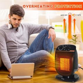 img 3 attached to Indoor Space Heater - tectake 1500W Fast Heating Portable Ceramic Heater with 120° Oscillation, Adjustable Thermostat, Tip-over & Overheating Protection, Quiet Small Heater for Room, Office, Bedroom