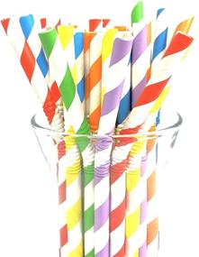 img 4 attached to 🌱 Environmentally Friendly Plastic-Free Paper Straws by EcoFriendly - Assorted Colors, Bulk Pack of 200 Flexible Paper Straws for Juices, Shakes, Smoothies, Party Decorations