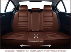 img 2 attached to 🚗 OASIS AUTO OS-011 Leather Car Seat Covers, Faux Leatherette Cushion Cover for 5 Passenger Cars & SUVs - Universal Fit Set for Auto Interior Accessories (Full Set, Brown)