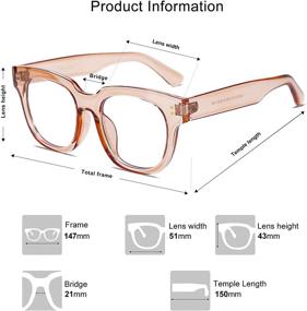 img 2 attached to 👓 Stylish SOJOS SJ5053: Oversized Square Anti Blue Light Blocking Glasses for Women with Double Metal Studs - Protect Your Eyes from Computer Strain