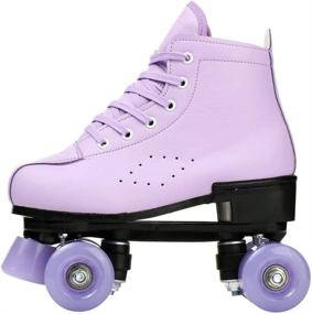 img 3 attached to 🛼 Premium PU Leather Roller Skates: Stylish Four-Wheel Skates for Outdoor Men & Women