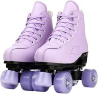 🛼 premium pu leather roller skates: stylish four-wheel skates for outdoor men & women logo