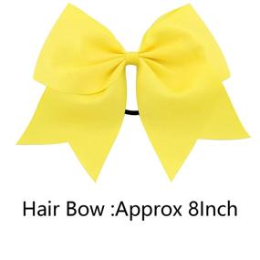 img 2 attached to WillingTee 8-Inch Large Cheer Bows for Girls: Ponytail Holder Boutique Grosgrain Cheerleading Bows with Elastic Hair Tie Bands for Baby Girls, School, College, Teens, and Senior Cheerleaders - Pack of 20