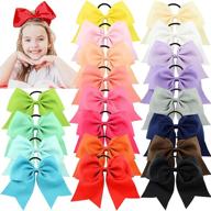 willingtee 8-inch large cheer bows for girls: ponytail holder boutique grosgrain cheerleading bows with elastic hair tie bands for baby girls, school, college, teens, and senior cheerleaders - pack of 20 logo