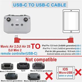 img 3 attached to 🔌 Кабель Hanatora USB C к USB C для пульта дистанционного управления: совместим с DJI Mini 2/Air 2S/Mavic Air 2, нейлоновая оплетка, 1 фут удлинительный кабель для планшета или телефона с OTG, данные RC (красный разъем типа C)