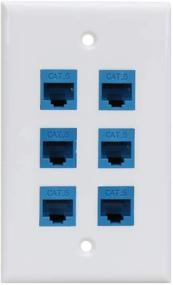 img 4 attached to 6-портовая стеновая панель Ethernet Cat 6 - съемная женская-женская, совместима с устройствами Ethernet Cat7/6/6e/5/5e - синего цвета.