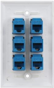 img 3 attached to 6-портовая стеновая панель Ethernet Cat 6 - съемная женская-женская, совместима с устройствами Ethernet Cat7/6/6e/5/5e - синего цвета.