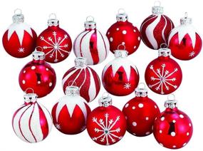 img 3 attached to 🎄 Kurt S. Adler C1852 Kurt Adler Red/White Decorated Glass Ball Ornament Set of 15 - 15 Count: Festive Holiday Decoration Ensemble