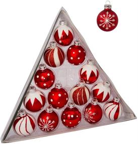 img 1 attached to 🎄 Kurt S. Adler C1852 Kurt Adler Red/White Decorated Glass Ball Ornament Set of 15 - 15 Count: Festive Holiday Decoration Ensemble