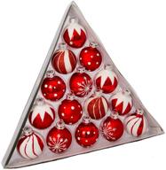 🎄 kurt s. adler c1852 kurt adler red/white decorated glass ball ornament set of 15 - 15 count: festive holiday decoration ensemble logo
