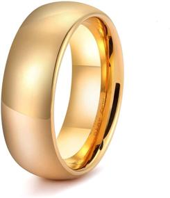 img 4 attached to 💍 LerchPhi Gold Wedding Bands: 6mm & 8mm Tungsten Carbide Rings, Perfect for Couples' Promise, Engagement, and Weddings with Polished Finish and Comfort-Fit