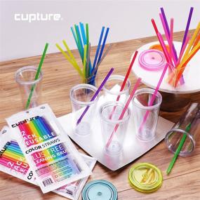 img 1 attached to 🌈 Colorful, Unbreakable Reusable Straws - 12 Solid Colors + Bonus Brush