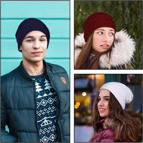 img 3 attached to 🧢 OMECHY Winter Knit Warm Hat for Men & Women - Stretchy Plain Beanie Cuff Toboggan Cap