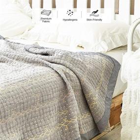img 3 attached to 🛌 Heather Touch Queen Quilted Muslin Blanket: Lightweight Tencel Lyocell Bedspread for Cozy Comfort