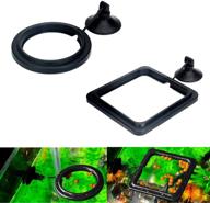 maxmoral 2pcs black fish feeding ring for aquarium fish tank mariculture - floating food feeder circle with suction cup (round and square) logo