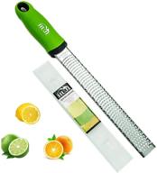 🍋 huji citrus zester and grater: razor sharp stainless steel blades for lemon, ginger, garlic, truffle, cheese - dishwasher safe with protective cover logo