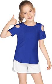 img 2 attached to 👚 Girls' Clothing: Greatchy Casual Sleeved T-Shirt for Shoulders