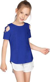 img 3 attached to 👚 Girls' Clothing: Greatchy Casual Sleeved T-Shirt for Shoulders