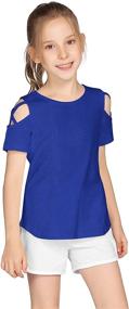 img 4 attached to 👚 Girls' Clothing: Greatchy Casual Sleeved T-Shirt for Shoulders