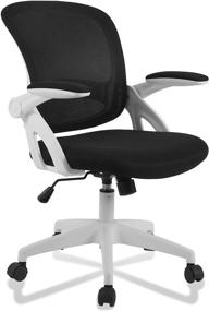 img 3 attached to 🪑 White Mesh Office Chair, KERDOM Ergonomic Swivel Desk Chair with Flip-up Armrests, Lumbar Support, and Adjustable Height